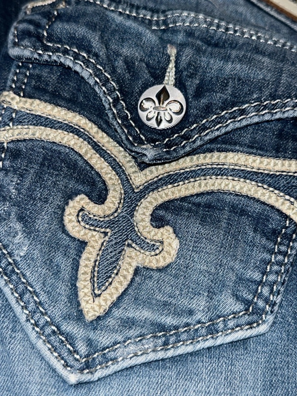 Rock Revival Dark Blue Flare Jeans with Embroidered Back Pockets - Picture 3 of 11